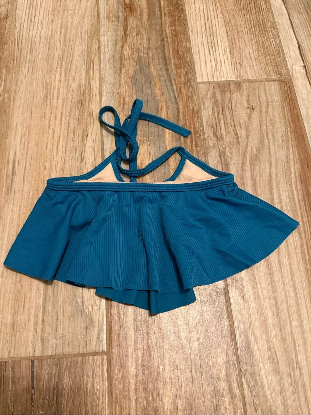 Kortni Jeane Mini Ribbed Teal Swing Swim Top